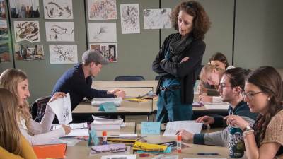 Jo-Ann Van Reeuwyk observes her students in her art education classroom.