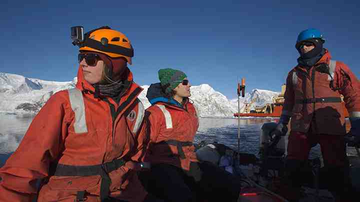 Lauren and her team members in Antartica