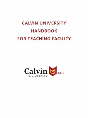 Calvin University Handbook for Teaching Faculty