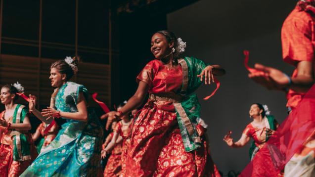 Calvin University students dancing in Rangeela performance