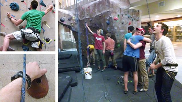 Indoor rock climbing for Family Weekend