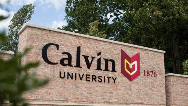Calvin University entrance sign