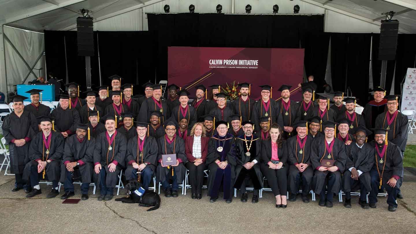 The Calvin Prison Initiative classes of 2020, 2021, and 2022 receive associate and bachelor’s degrees in a grand celebration held on the property of Handlon Correctional Facility.
