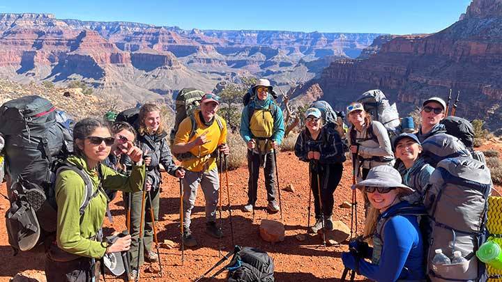 Calvin's Outdoor Recreation Program with a group at the Grand Canyon