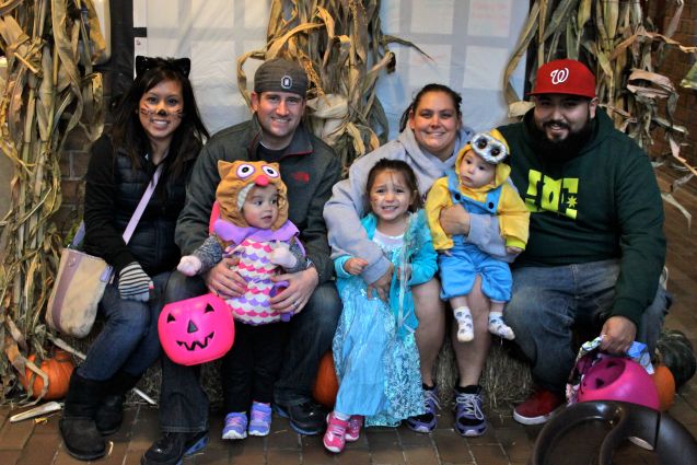 Families trick or treating on campus