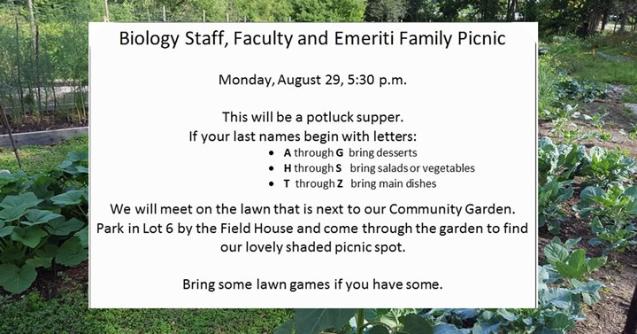 Biology Staff, Faculty and Emeriti Family Picnic