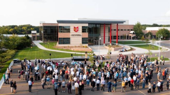 In September 2022, hundreds of people came out for the dedication of the School of Business building.
