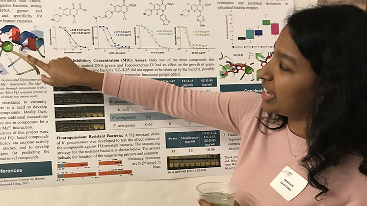Calvin student Sarah David presenting her research at the Midwest Enzyme Conference