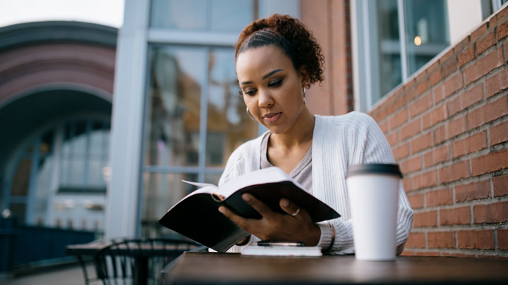 Woman reading bible 