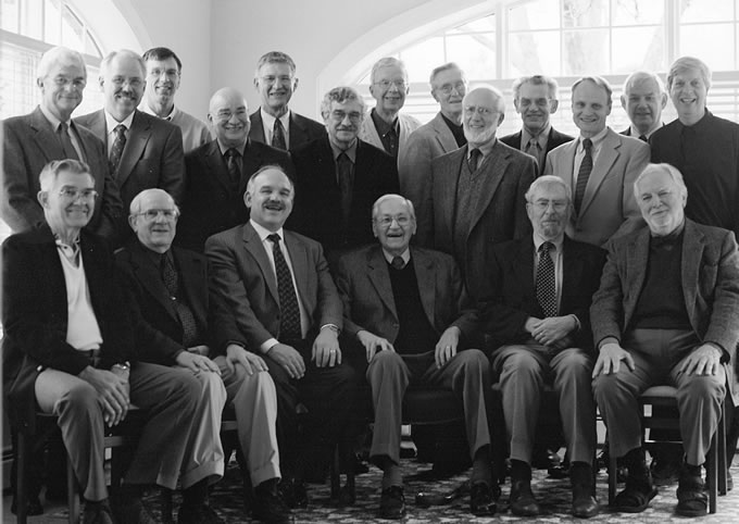 Calvin's "Emeritorium" members with Dr. Spoelhof