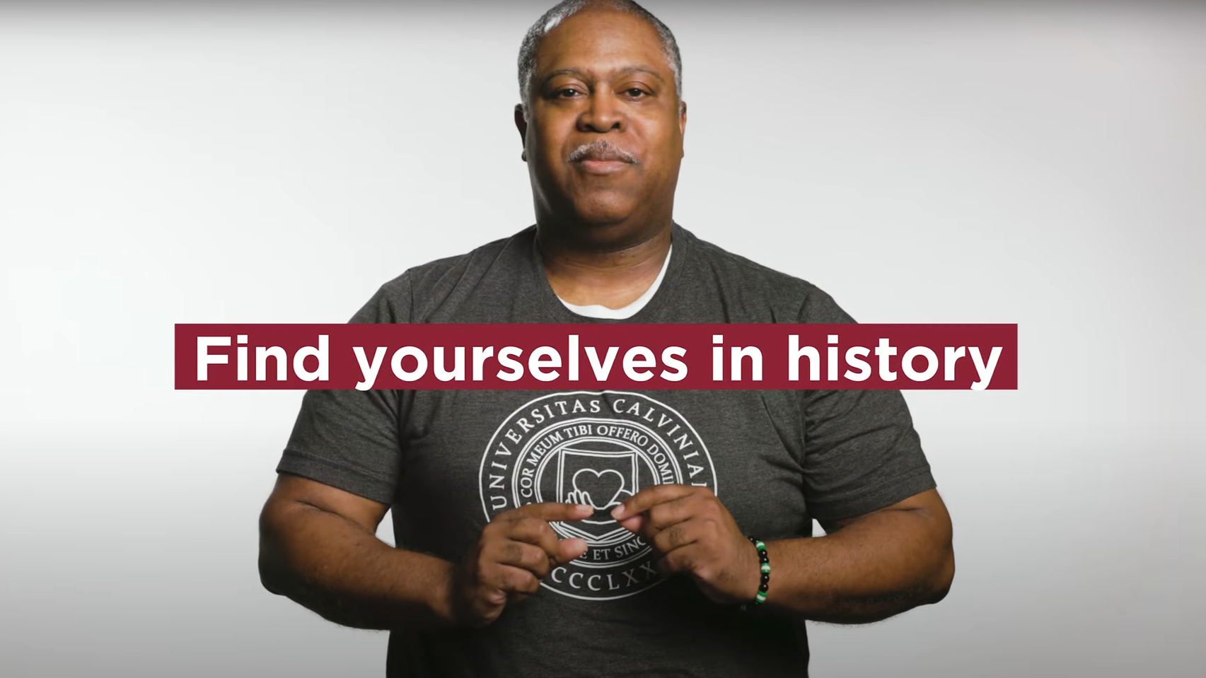 Prof Washington challenging viewers to find themselves in history