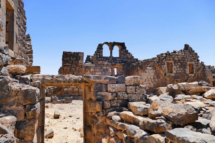 A view of the ruins of Umm El-Jimal archaeological site in Jordan.