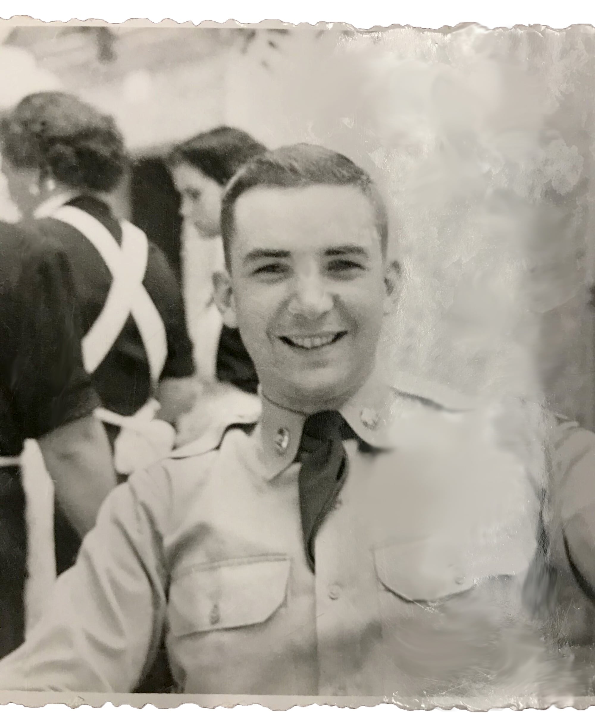 Doug Gardner, a Calvin alumnus, smiling in his military gear during the Korean War