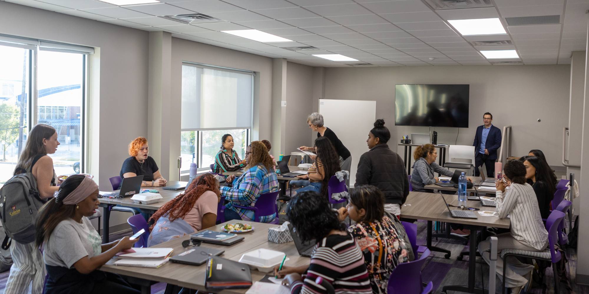 A classroom of Calvin University students in the Wayfinder Program.