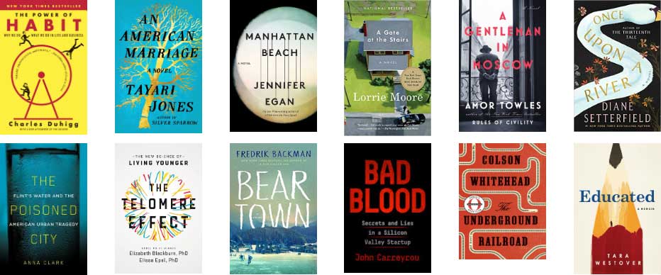 A grid of book covers for the virtual book club.