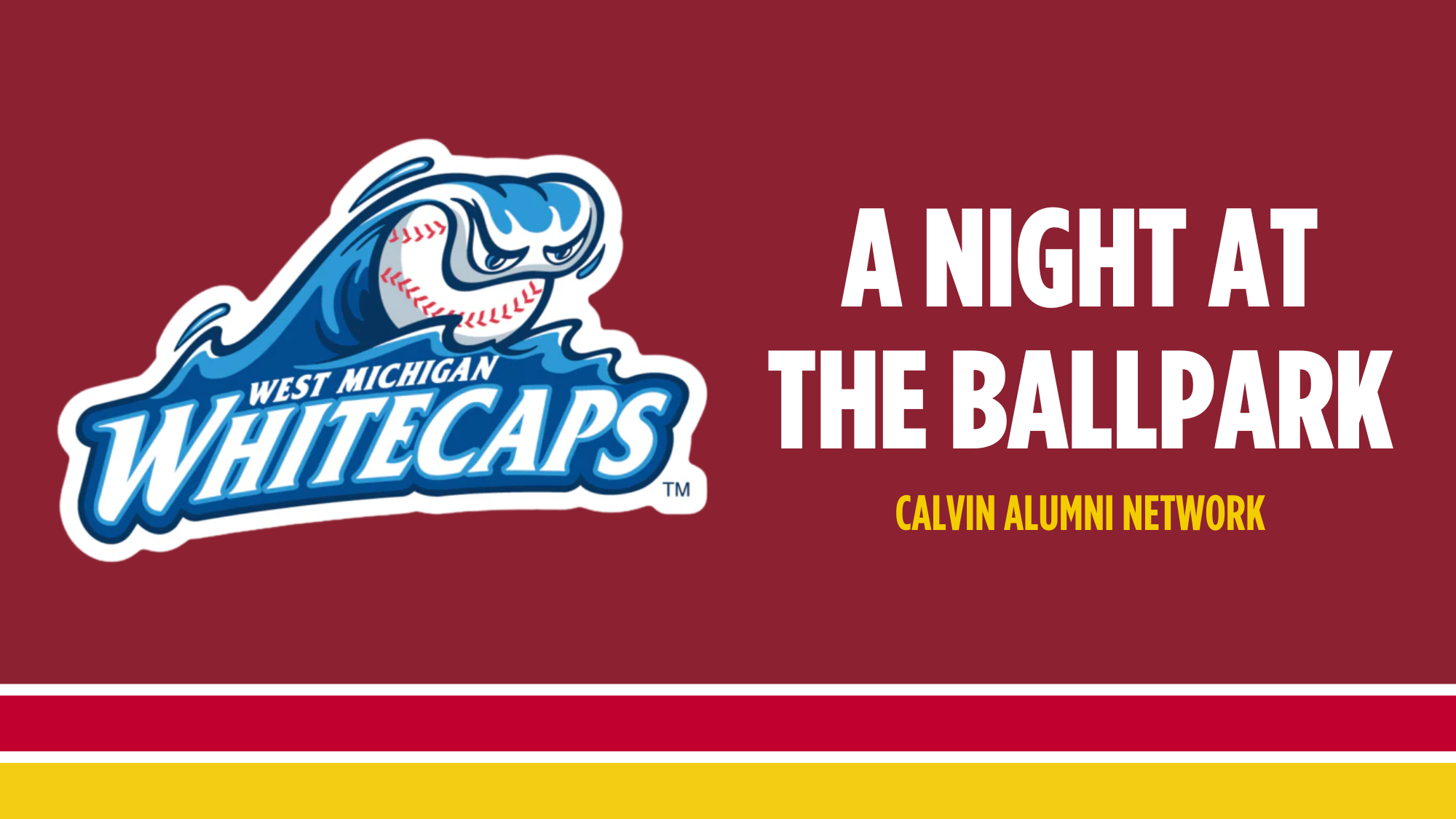White text on maroon background, reading "A Night at the Ballpark"