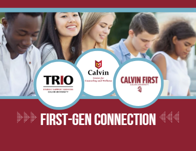 Five students smiling with the group title