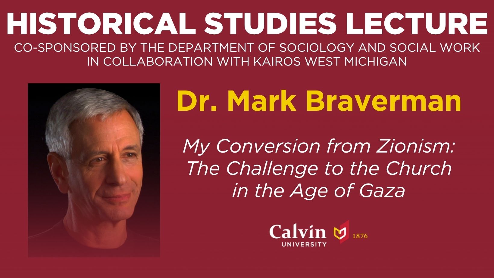 image with a picture of Mark Braverman and information about his upcoming lecture