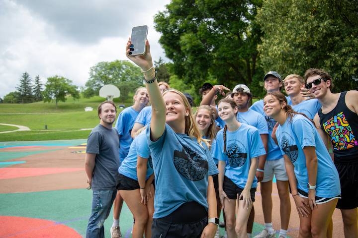 Students standing in a group