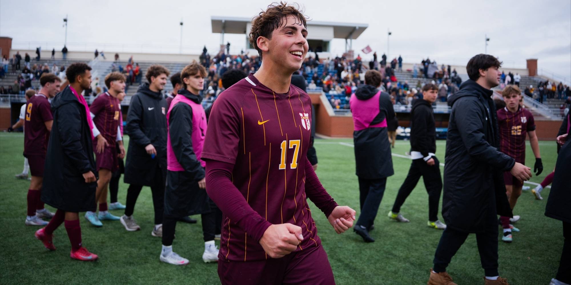 Matt Torrell celebrates after a win at Zuidema Soccer Field