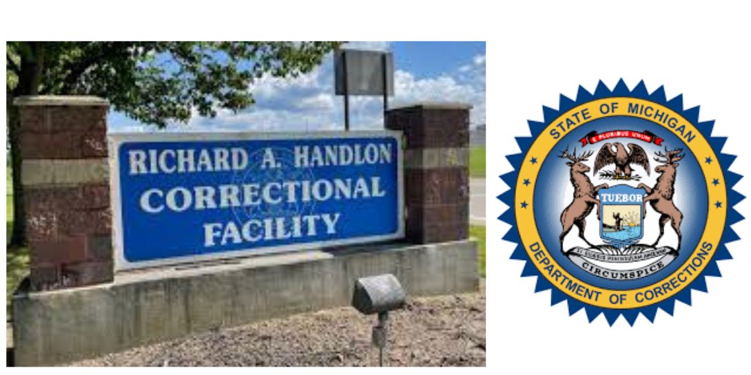 MDOC logo and Handlon Correctional Facility sign
