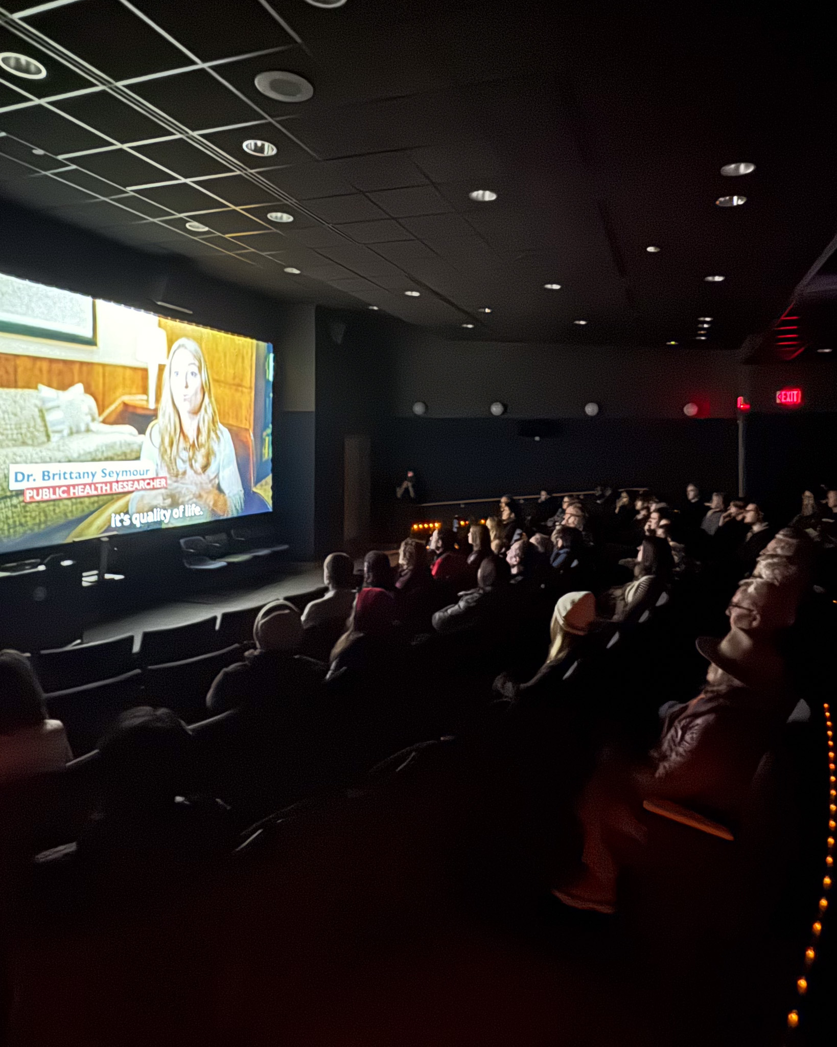 A film being screened at Calvin University's Bytwerk Theater.