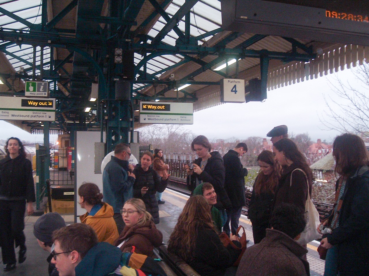 Calvin students at a London train station.