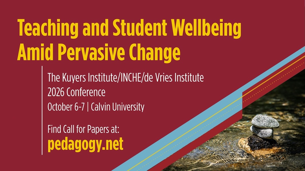 The event title overlays an image of rocks stacked in a flowing stream.