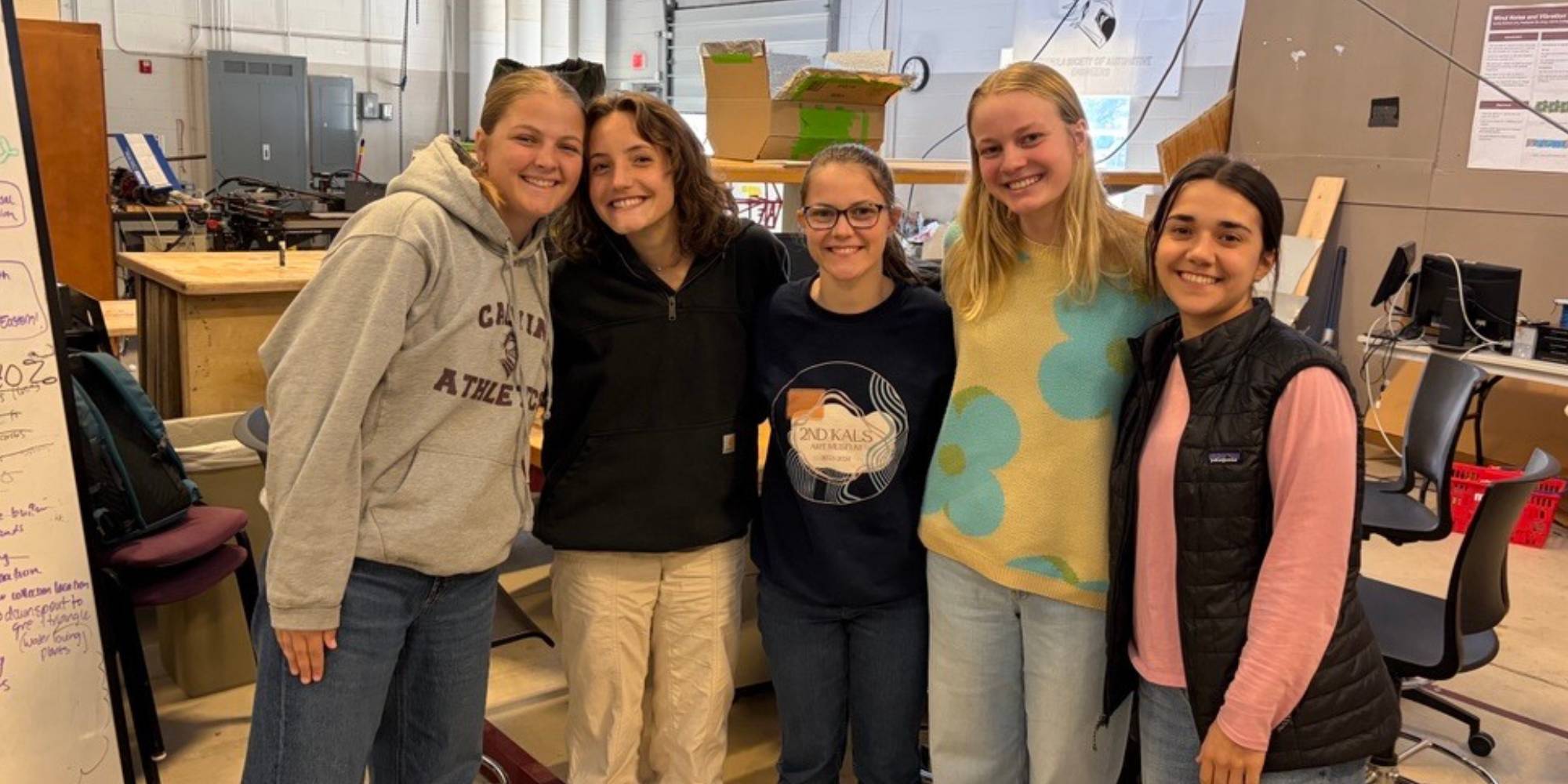 Five senior engineering students at Calvin University