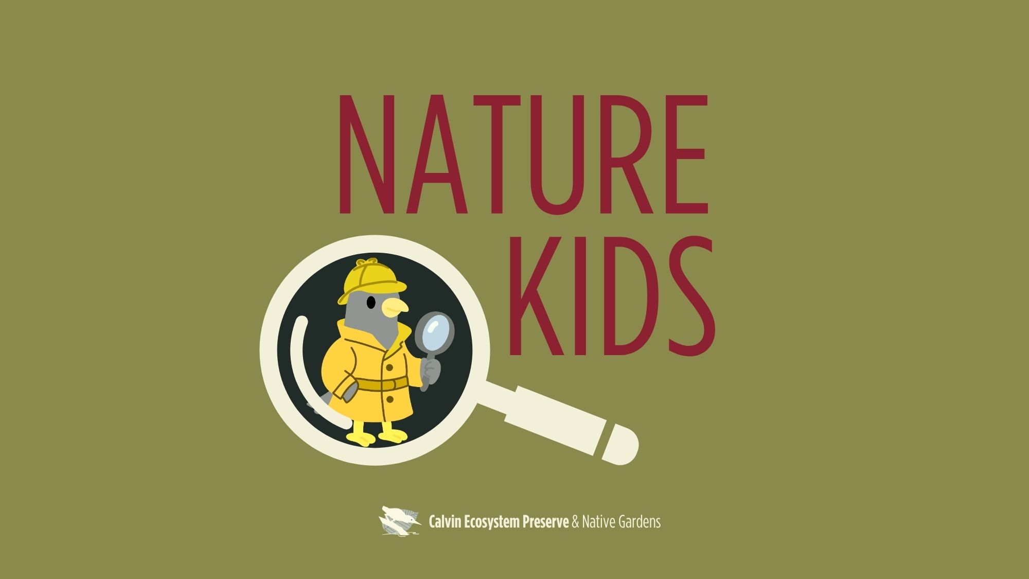 event header with title, magnifying glass & detective bird