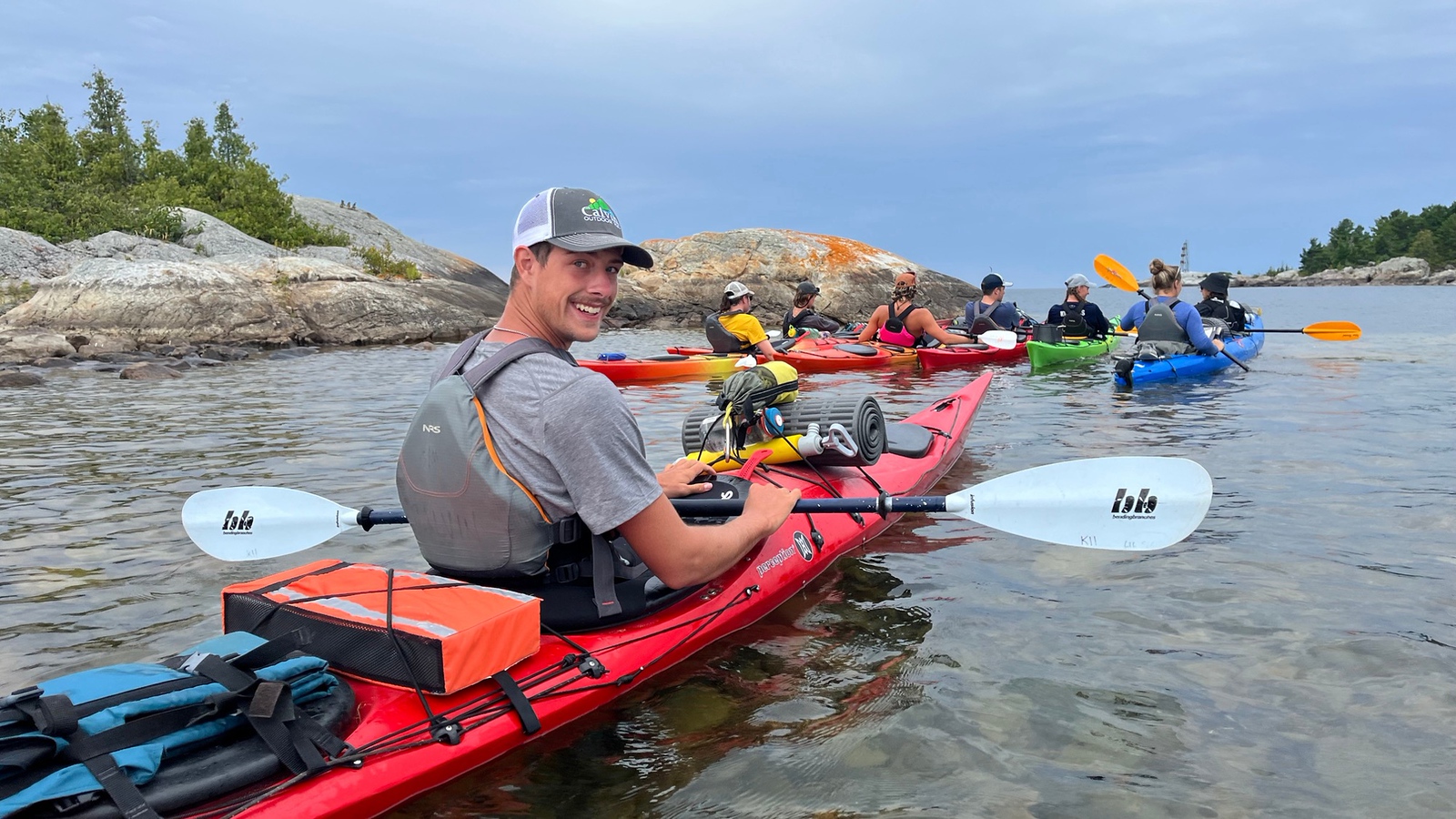 A student in a sea kayak