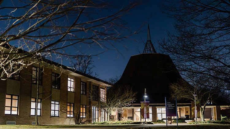 Calvin University Chapel in the evening