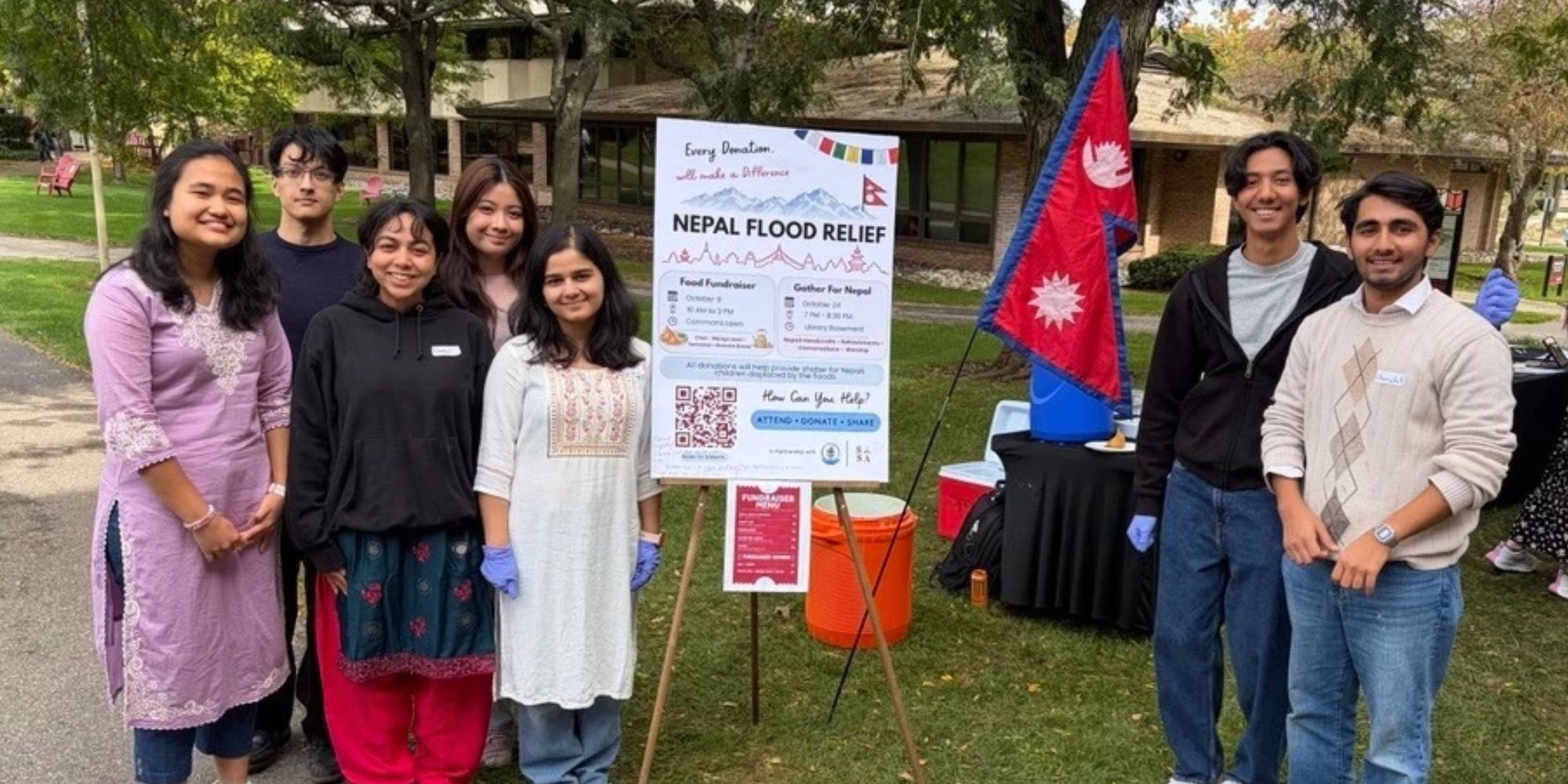 Students from Nepal hold a fundraiser to support those affected by the Nepal floods.
