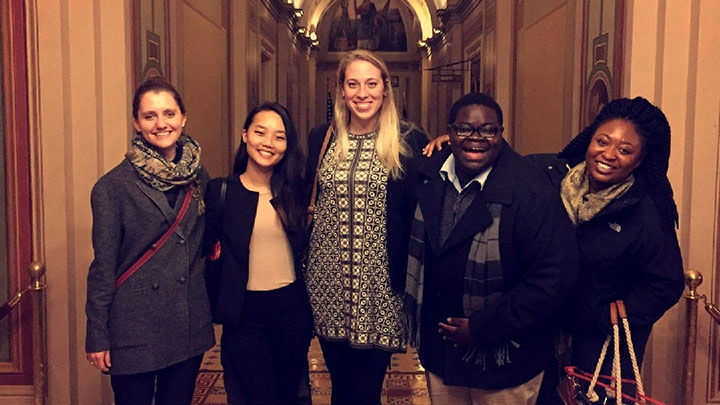 Senior Andrew Oppong poses with fellow Calvin students in the U.S. Capitol Building during their Spring 2017 Semester in D.C.