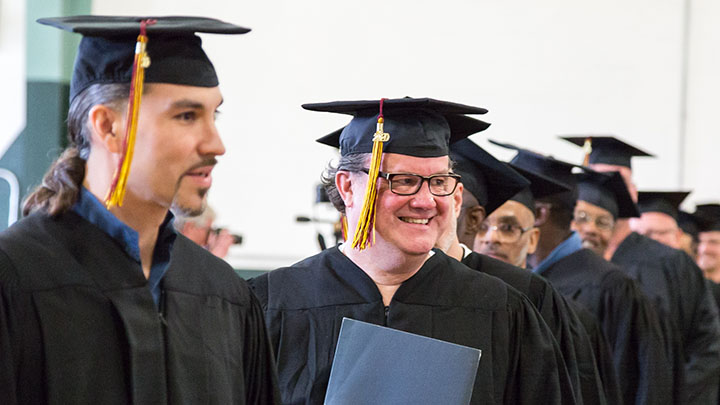 Fifteen inmates in the inaugural Calvin Prison Initiative class earned their associate's degrees at Handlon Correctional Facility in Ionia, Michigan.