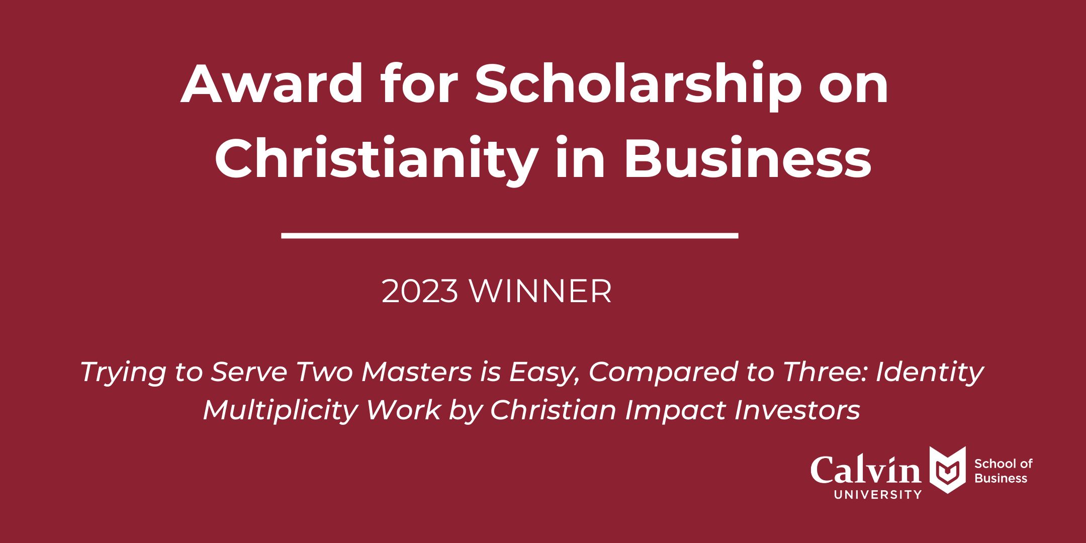 Christian Business Scholar 2023