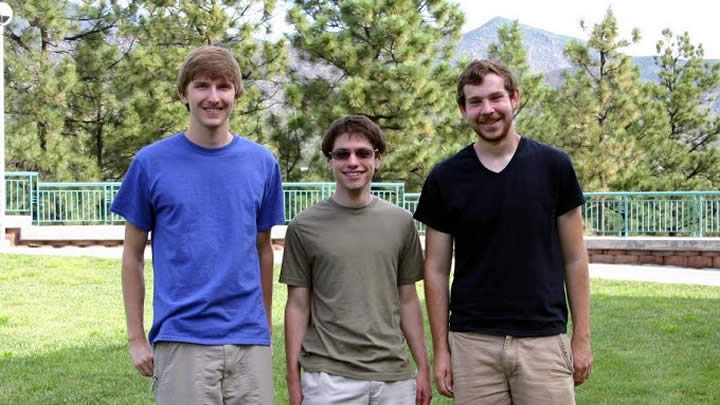 Carson Wiens (left) with fellow interns outside Los Alamos National Laboratory in New Mexico