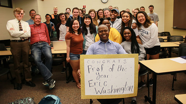 History professor Eric Washington is Calvin's 2018 Professor of the Year.