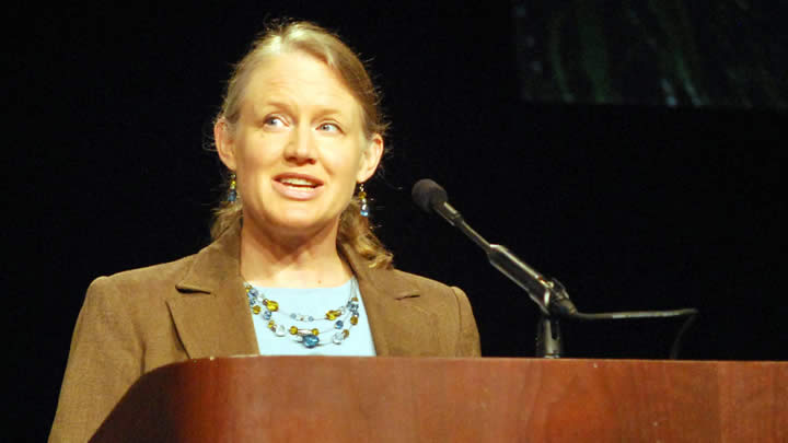 Gayle Ermer accepts her award on Tuesday, June 17.