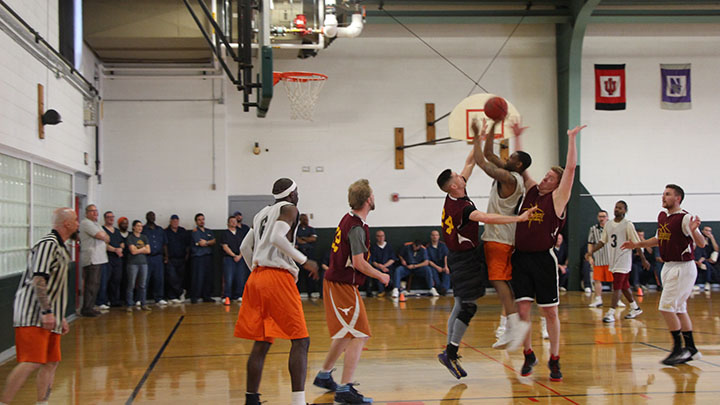 On April 25, 2017, Calvin students, alums played basketball with inmates at Handlon Correctional Facility.