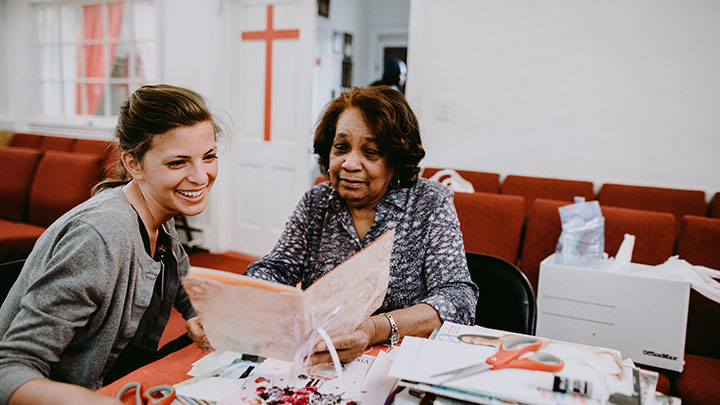 Morgan Quist, a nursing major and studio art minor, helped facilitate the art project in the Baxter/Madison neighborhood.