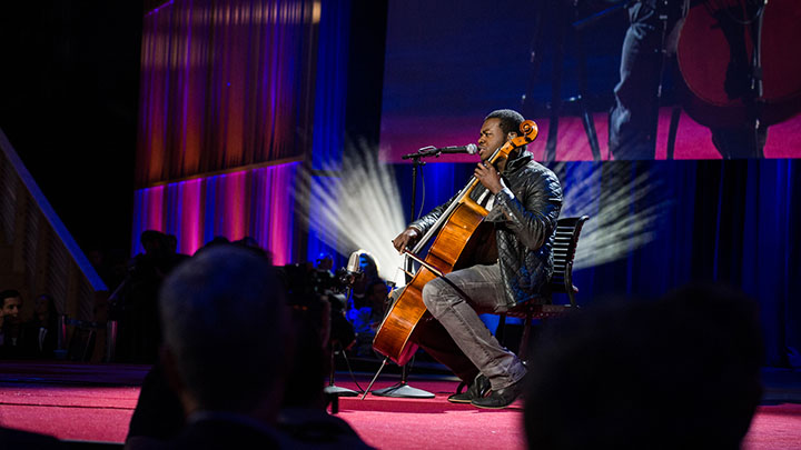 Kevin Olusola, a beatboxing member of the Grammy-winning vocal quintet Pentatonix, will speak and perform at the January Series on Wednesday, January 17, 2018.