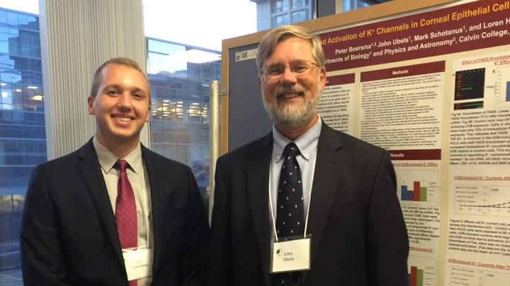 Calvin senior biology major Peter Boersma and John Ubels, professor of biology, attended the 29th biennial Cornea Research Conference at Harvard Medical School to present Boersma’s research.