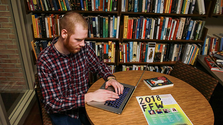 Calvin College sophomore Pete Ford is on Festival’s student committee and is one of the Calvin Center for Faith & Writing’s five Hudson-Townsend Student Fellows.