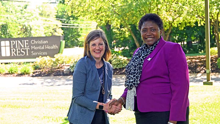 Gretchen Johnson, chief nurse executive at Pine Rest, and Adejoke Ayoola, dean of Calvin University's School of Health, helped lead the formation of Pine Rest Academy.