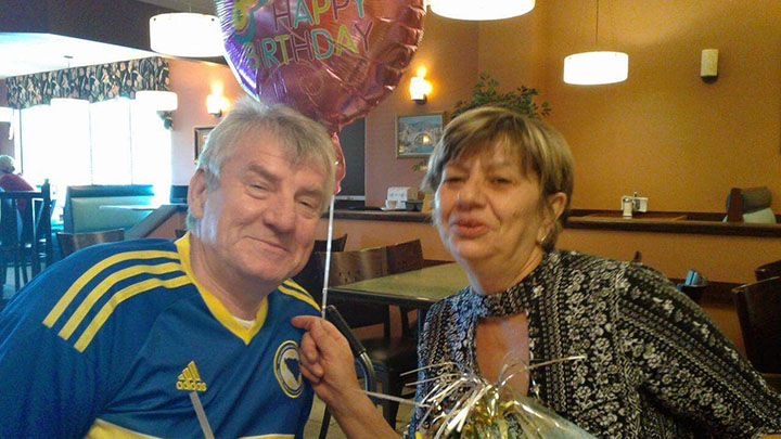 Frenki and Ramiza Fazlic celebrating their birthdays together in April 2017.