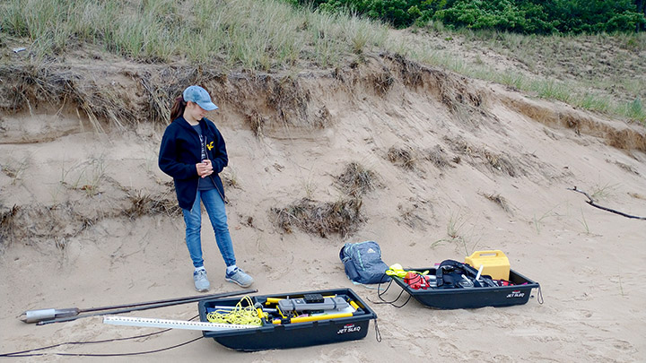 Bolt studied the shoreline of Lake Michigan using Ground Penetrating Radar (GPR).