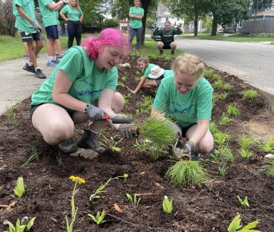 Installing a rain garden  