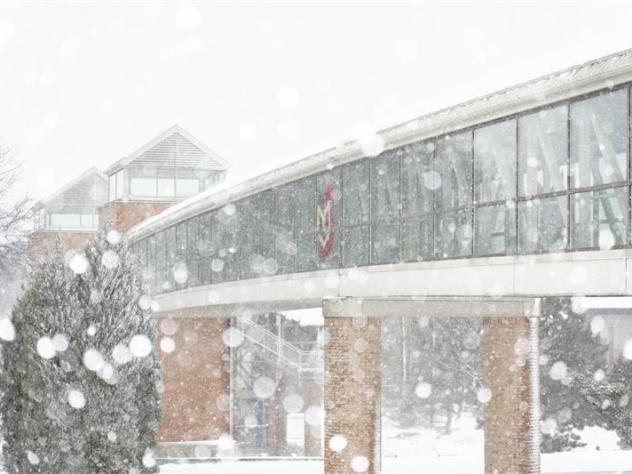Snowy landscape photo at Calvin University