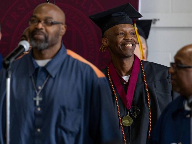 Members of the Handlon Tabernacle Choir sing during the 2026 Calvin Prison Initiative Commencement